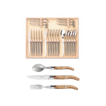 Coffret ménagère 24 pièces super Laguiole mitre inox manche nacrine ivoirine