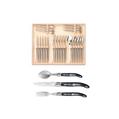 Coffret ménagère 24 pièces super Laguiole mitre inox manche nacrine ivoirine