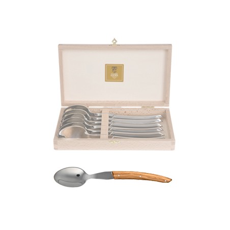Wood box of 6 soup spoons Le Thiers® olive wood handle
