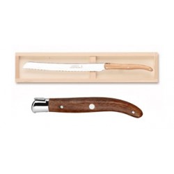 Wood box of Laguiole bread knife stainless steel bolster ivory handle
