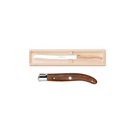 Wood box of Laguiole bread knife stainless steel bolster ivory handle