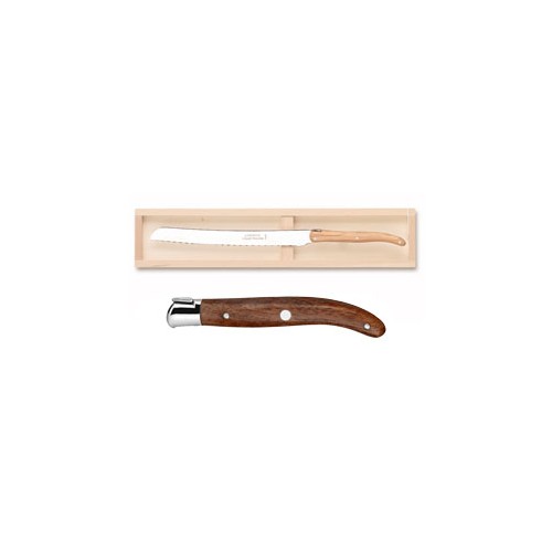 Wood box of Laguiole bread knife stainless steel bolster ivory handle