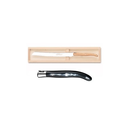 Wood box of Laguiole bread knife stainless steel bolster ivory handle