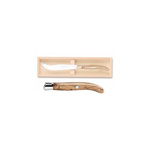 Wood box of Laguiole cheese knife stainless steel bolster ivory handle