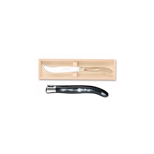 Wood box of Laguiole cheese knife stainless steel bolster ivory handle