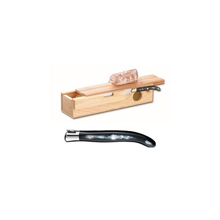 Sausage box + Laguiole carving knife stainless steel bolster ivory handle
