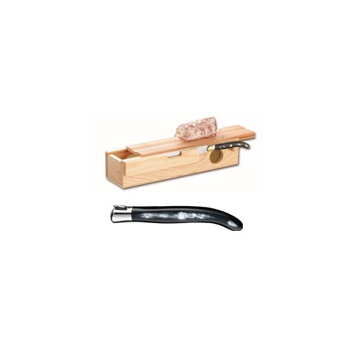 Sausage box + Laguiole carving knife stainless steel bolster ivory handle