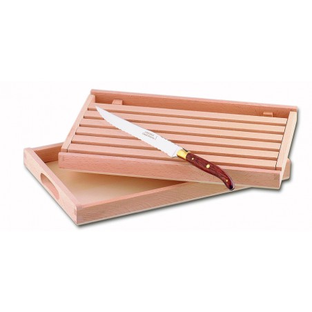 Ensemble à pain (ramasse miette + plateau + couteau) super Laguiole mitre inox manche nacrine ivoirine