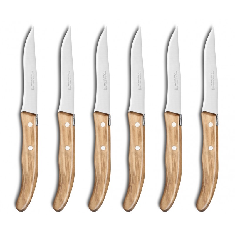 Rack of 6 Grill steak knives wood handle