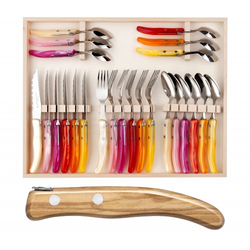 Coffret hêtre berlingot ménagère 24P manche bois