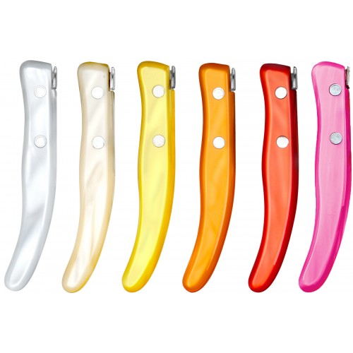 Wood box of 24 pieces berlingot mixed color resin handle