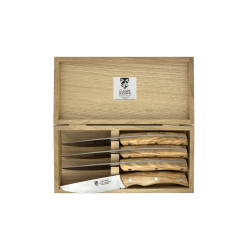 Coffret 4 couteaux à steak xxl manche bois d'olivier