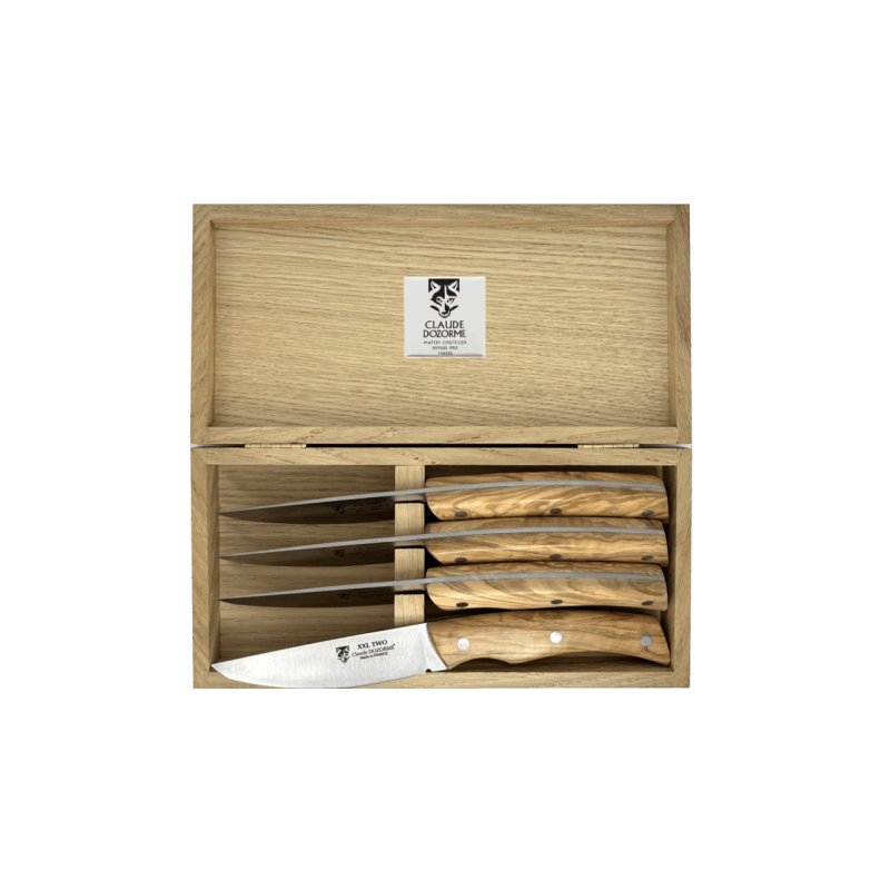 Coffret 4 couteaux à steak xxl manche bois d'olivier