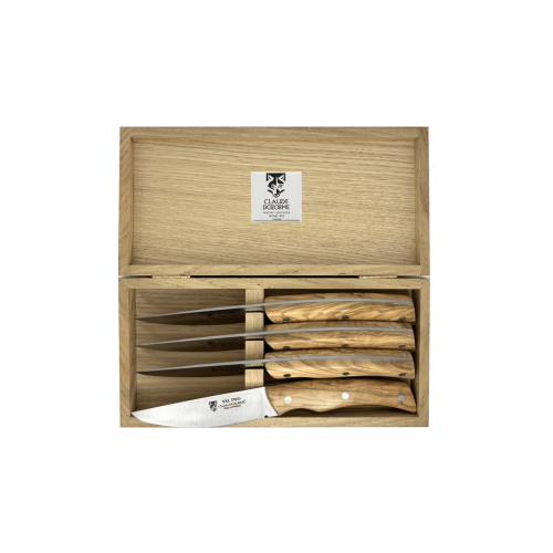 Coffret 4 couteaux à steak xxl manche bois d'olivier