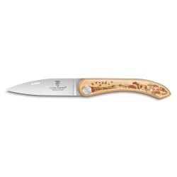 Capucin pocket knife with  wood handle with hunting decoration