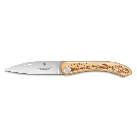Capucin pocket knife with  wood handle with hunting decoration