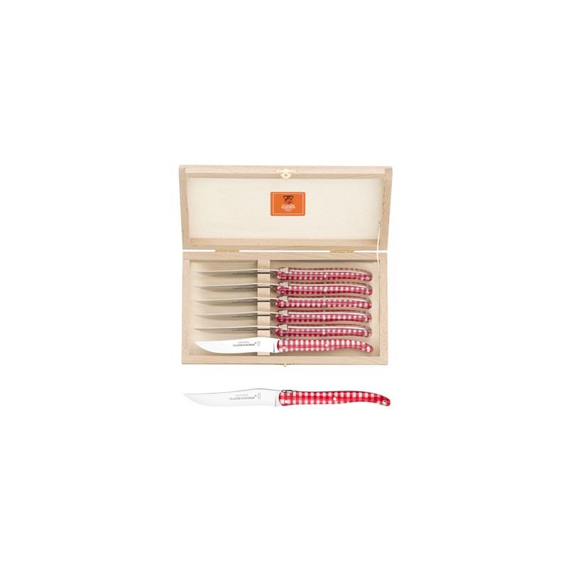 Coffret hêtre 6 couteaux super Laguiole plein manche