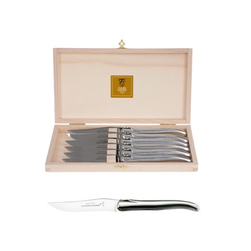 Wood box of 6 Laguiole knives no bolster