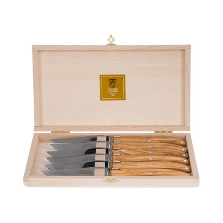 Coffret hêtre 6 couteaux super Laguiole plein manche